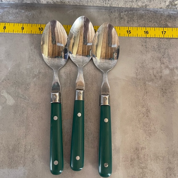 3 Washington Forge Mardi Gras green tablespoons - Picture 2 of 3